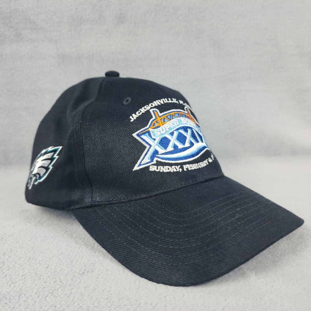 Super Bowl XXXIX Patriots Eagles Hat Black Adjustable Cap NFL 2005 Jacksonville - Picture 2 of 11